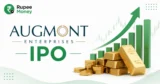 Augmont Enterprises IPO banner featuring the Augmont logo, gold bars, gold coins, rising green market chart, upward growth arrow, and Rupee Money branding.