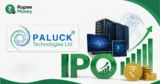 Paluck Technologies IPO banner featuring the Paluck Technologies Ltd. logo, servers, cloud computing devices, digital technology graphics, IPO symbol, rupee coins, and a rising financial chart.