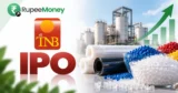 Shree TNB Polymers IPO banner featuring the Shree TNB logo, polymer pipes, plastic pellets, industrial manufacturing equipment, and financial growth graphics with RupeeMoney branding.